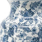 24" Blue And White Chinoiserie Porcelain Urn Table Vase