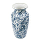 24" Blue And White Chinoiserie Porcelain Urn Table Vase