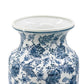 24" Blue And White Chinoiserie Porcelain Urn Table Vase