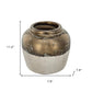 11" Antiqued Bronze And Light Gray Color Block Ceramic Round Table Vase