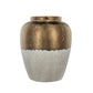 16" Beige and Bronze Terracotta Round Jug Vase