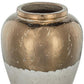 16" Antiqued Bronze And Light Gray Color Block Ceramic Round Jug Vase