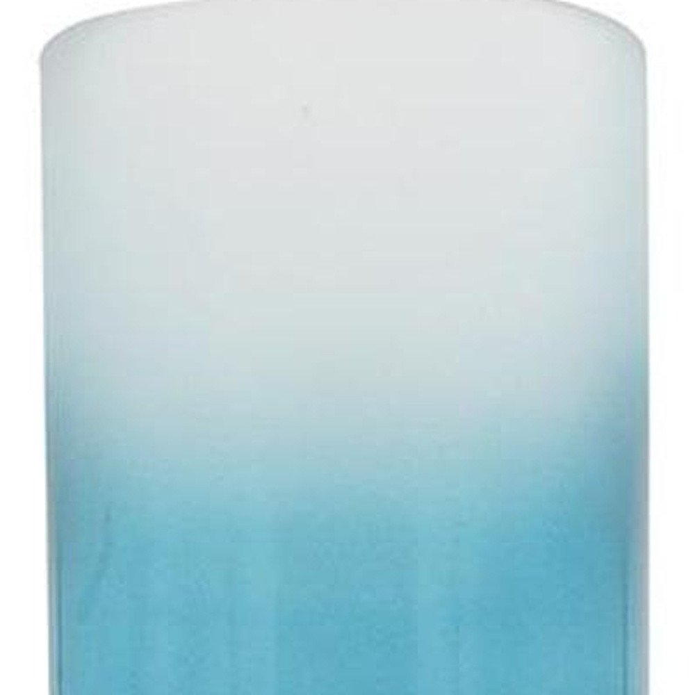 21" Blue White And Gold Ombre Glass And Aluminum Pedestal Table Vase