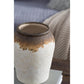 10" Ivory and Brown Ceramic Round Jug Vase