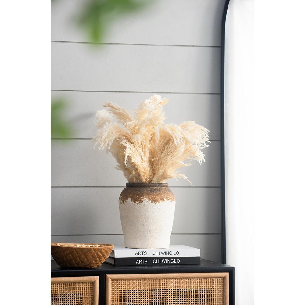 10" Brown Ceramic Round Jug Vase