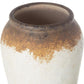 10" Brown And White Color Block Ceramic Round Jug Vase