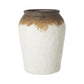 10" Brown And White Color Block Ceramic Round Jug Vase