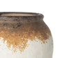 10" Brown And White Color Block Ceramic Round Jug Vase