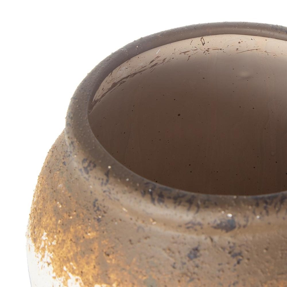 10" Brown Ceramic Round Jug Vase