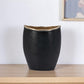 10" Black And Gold Cast Aluminum Oval Table Vase