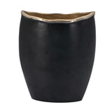 10" Black And Gold Cast Aluminum Oval Table Vase
