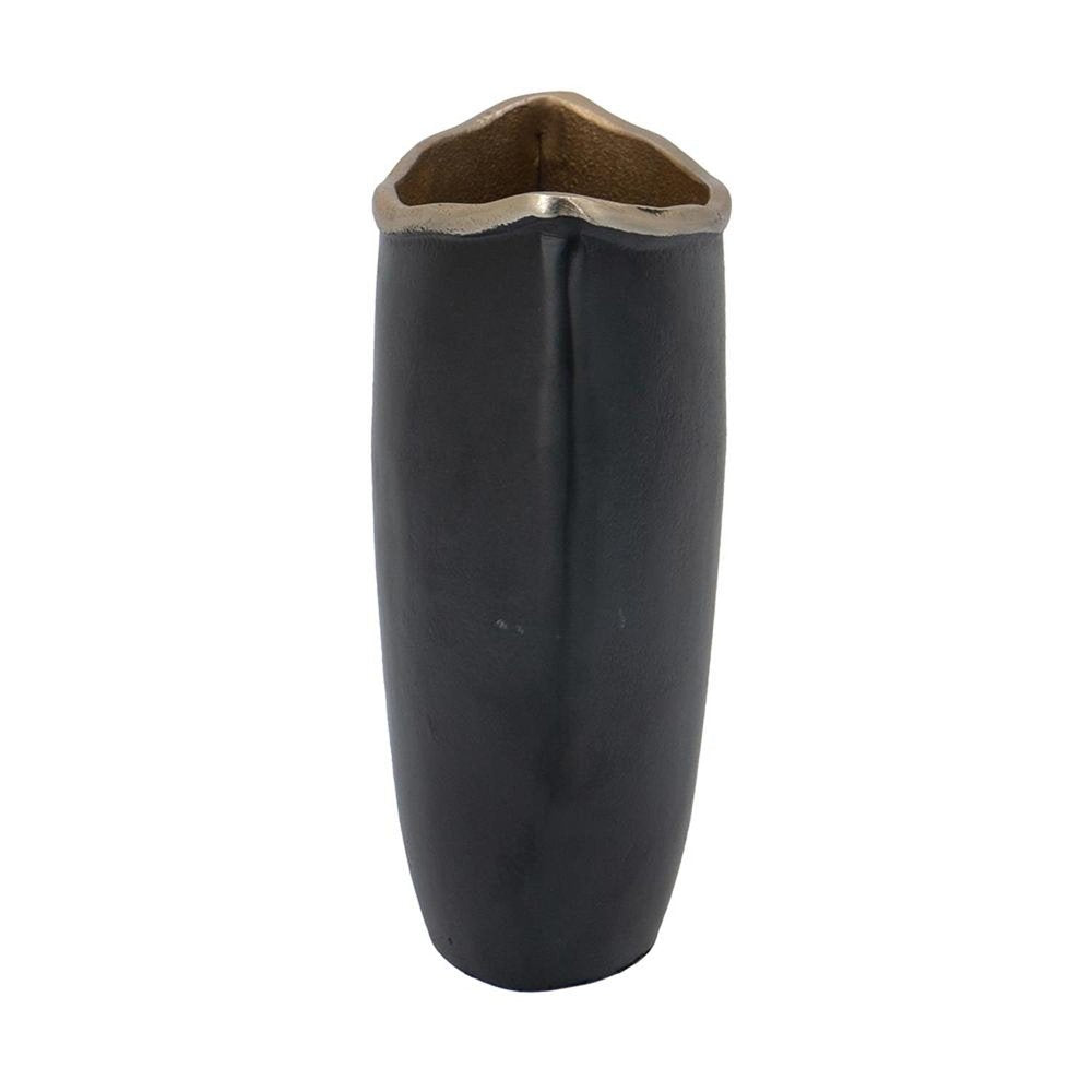 10" Black And Gold Cast Aluminum Oval Table Vase