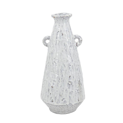 12" White Terracotta Tapered Jug Vase
