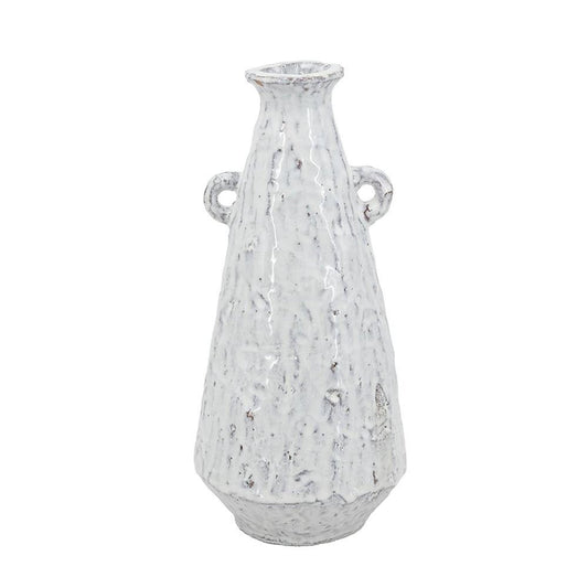 12" White Terracotta Tapered Jug Vase