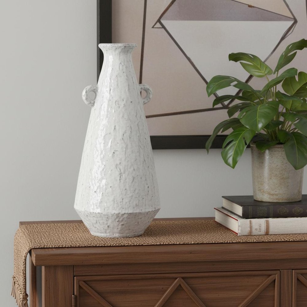 12" Ivory Terracotta Round Jug Vase