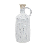 11" White Terracotta Cylinder Jug Vase