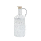13" White Terracotta Cylinder Jug Vase