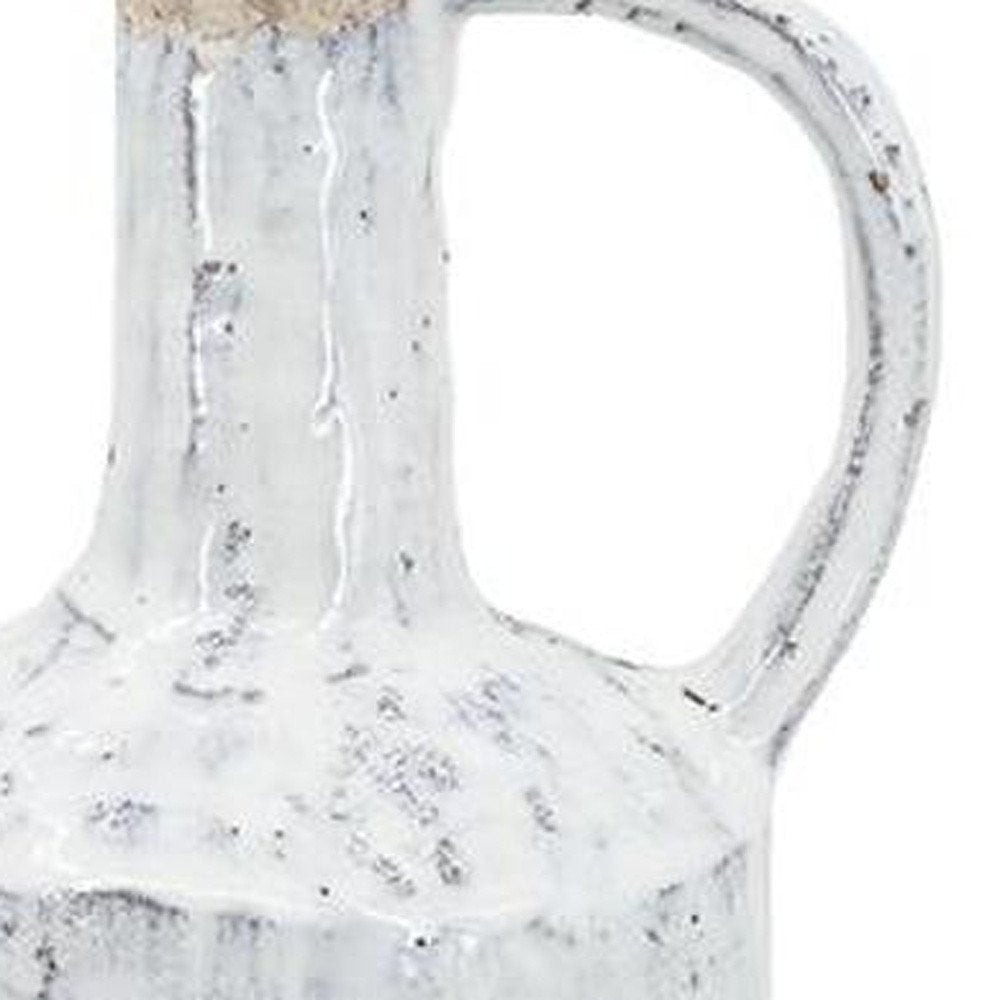 13" Ivory Terracotta Round Jug Vase