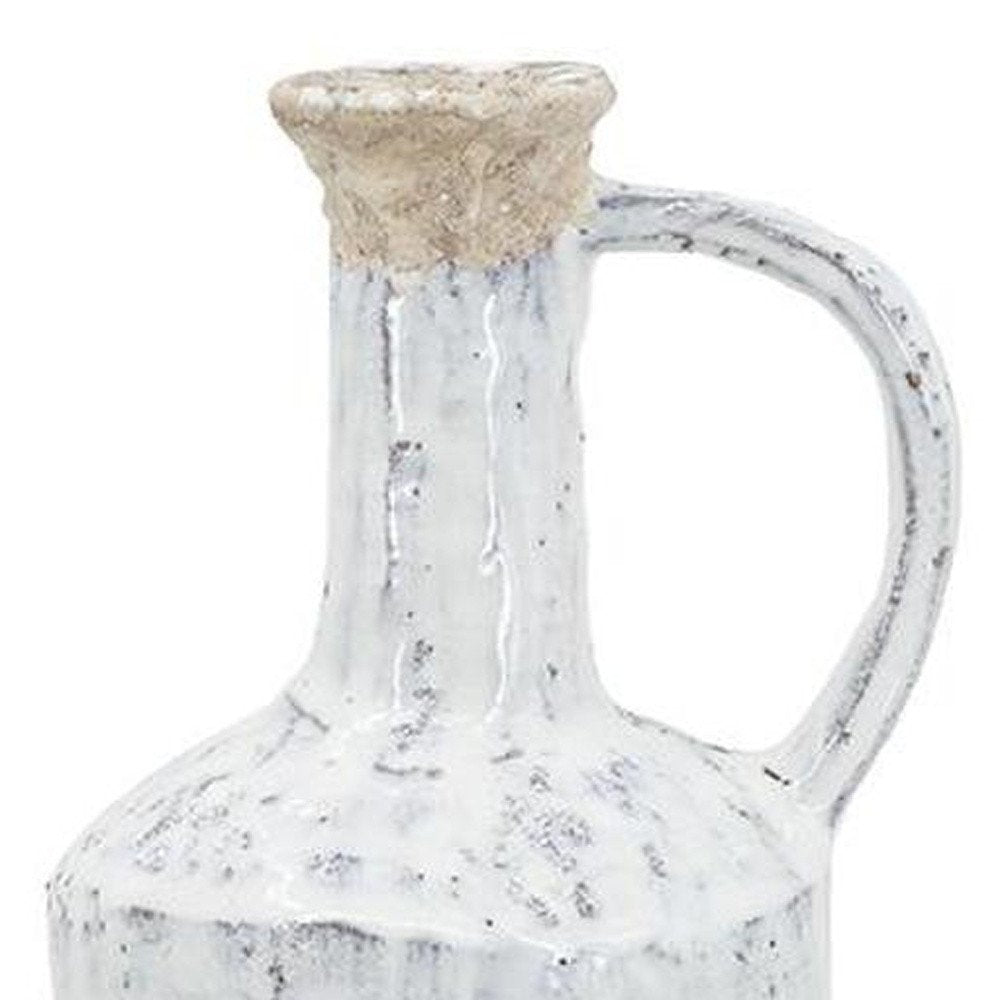 13" Ivory Terracotta Round Jug Vase