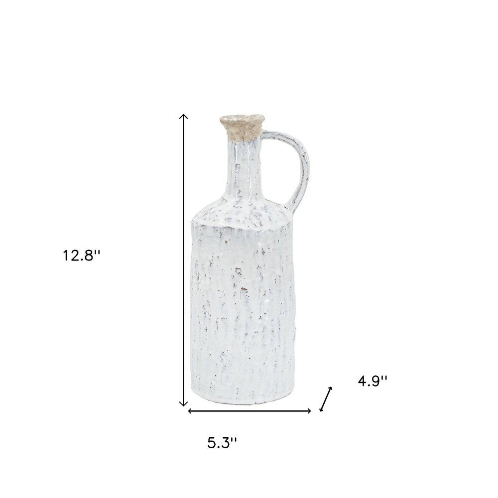 13" Ivory Terracotta Round Jug Vase