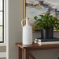 13" White Terracotta Cylinder Jug Vase