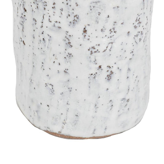 10" Beige And Ivory Cylinder Terracotta Table Vase