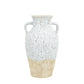 14" Beige And Ivory Color Block Amphora Terracotta Table Vase