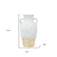 14" Beige And Ivory Color Block Amphora Terracotta Table Vase