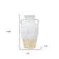 14" Beige And Ivory Color Block Amphora Terracotta Table Vase