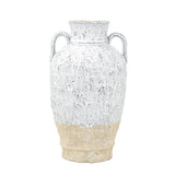 16" Beige And Ivory Amphora Terracotta Urn