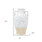 16" Beige And Ivory Amphora Terracotta Urn