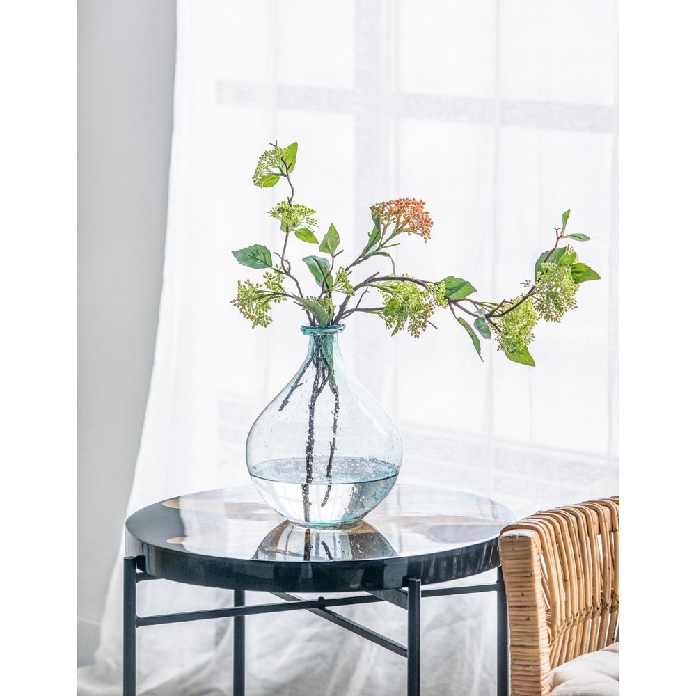 10" Aqua Bubble Glass Round Table Vase