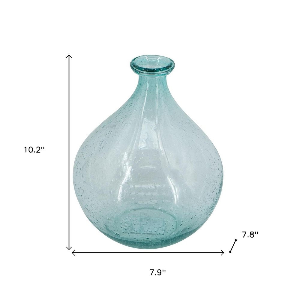 10" Aqua Bubble Glass Round Table Vase