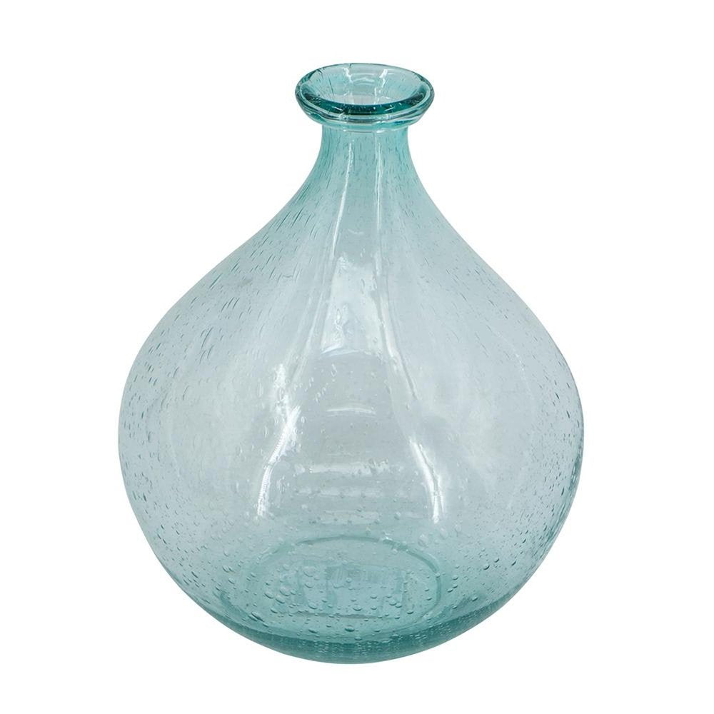 10" Aqua Bubble Glass Round Table Vase