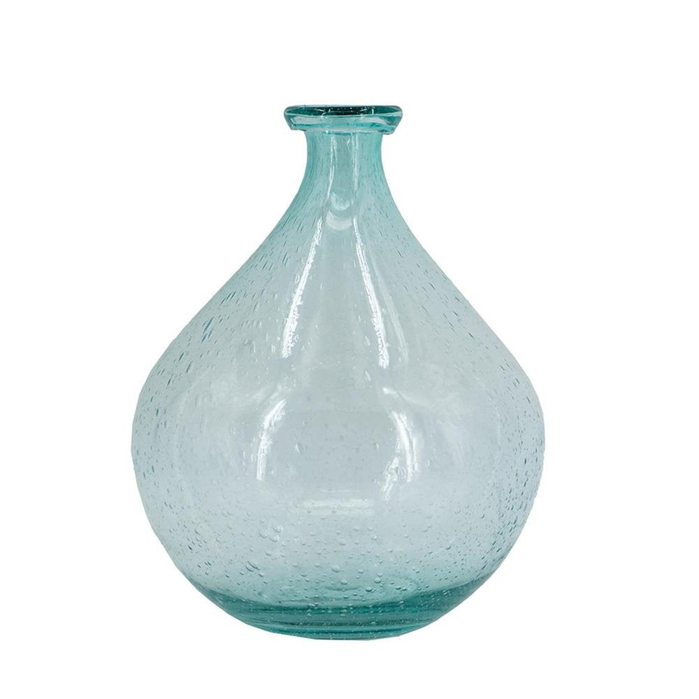 10" Aqua Bubble Glass Round Table Vase