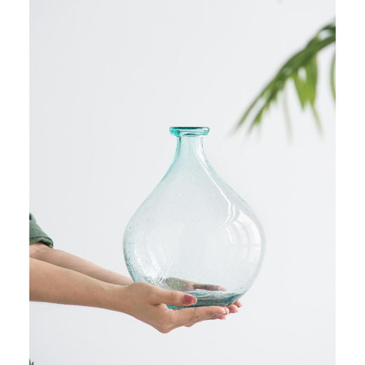 10" Aqua Bubble Glass Round Table Vase