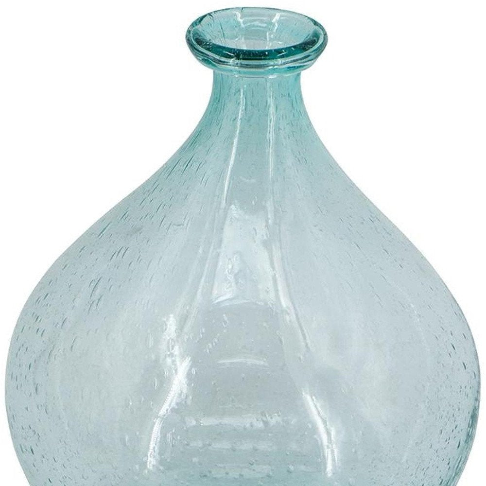 10" Aqua Bubble Glass Round Table Vase