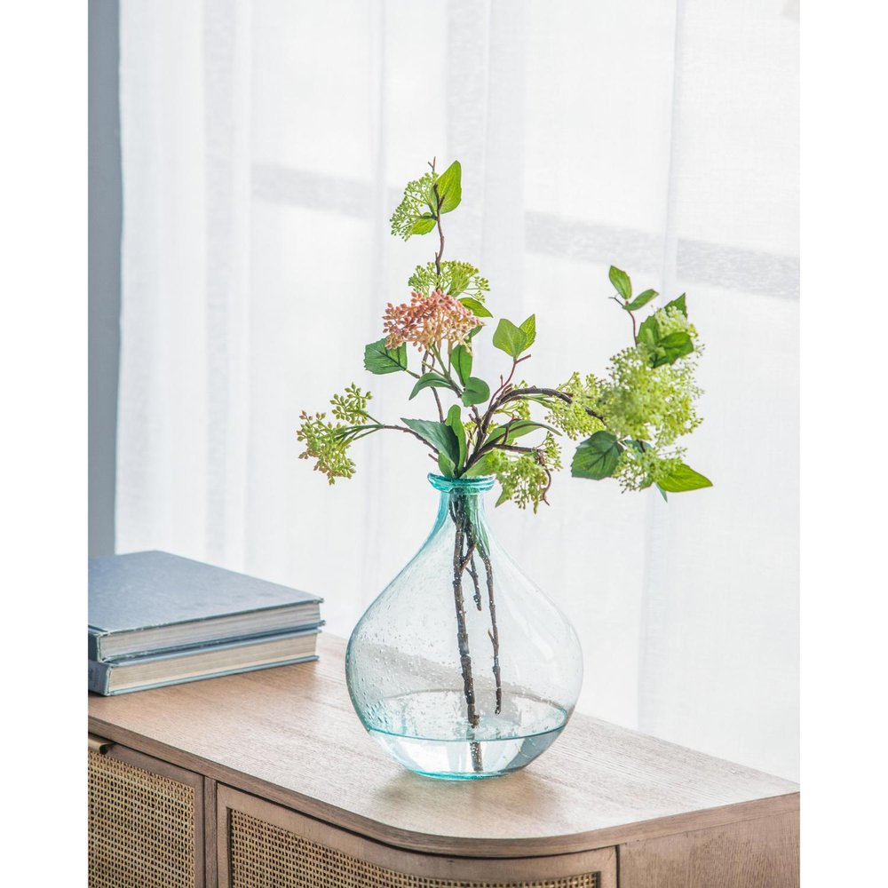 10" Aqua Bubble Glass Round Table Vase