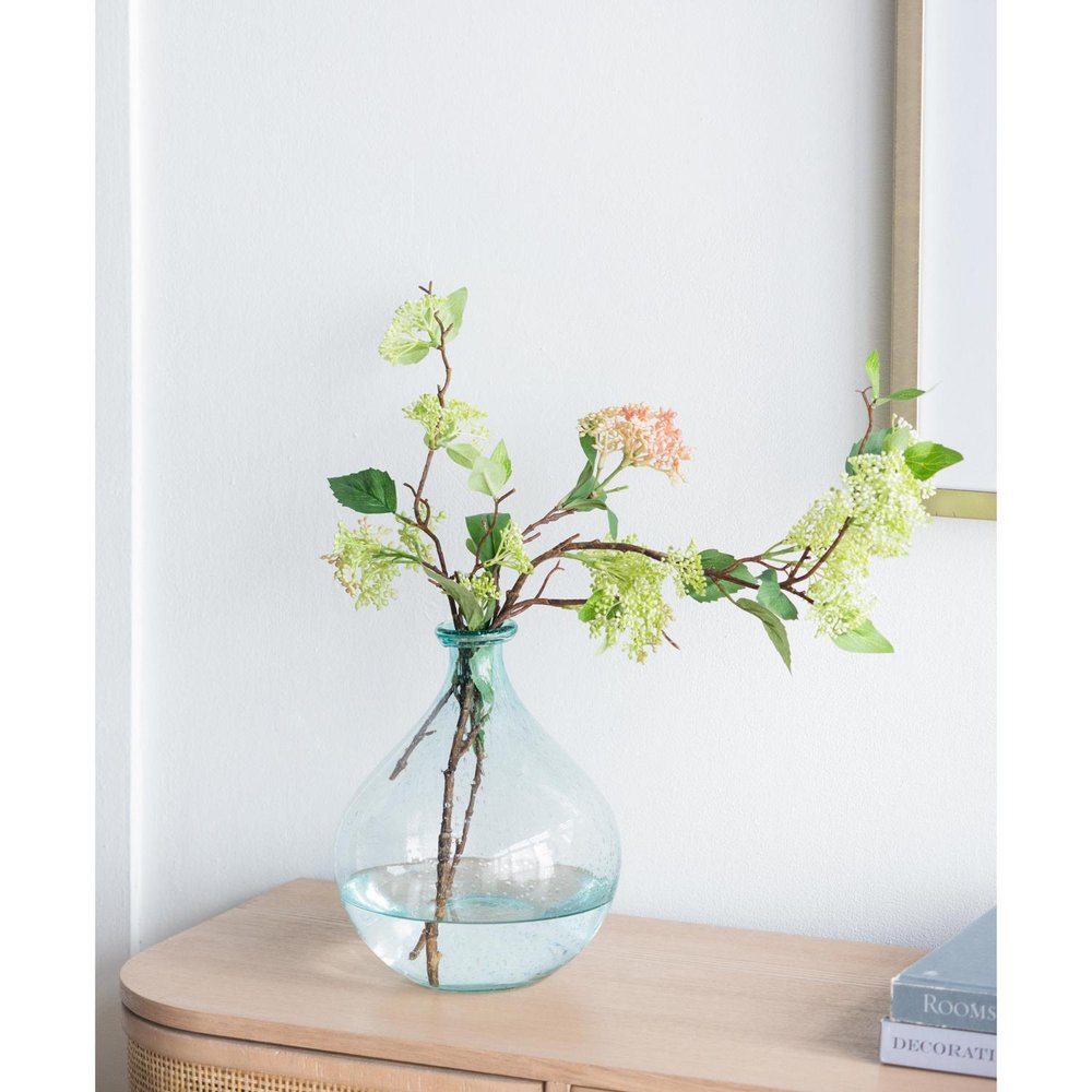 10" Aqua Bubble Glass Round Table Vase