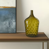 21" Olive Green Hammered Glass Table Vase