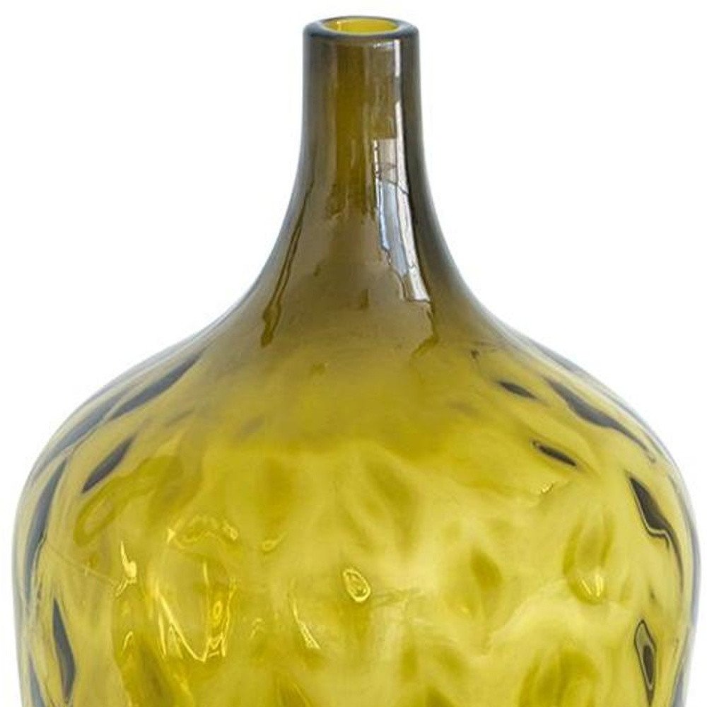 21" Olive Green Hammered Glass Table Vase