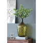 21" Olive Green Hammered Glass Table Vase