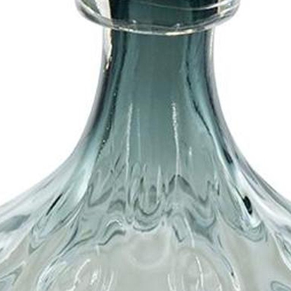 13" Light Blue Hammered Glass Table Vase