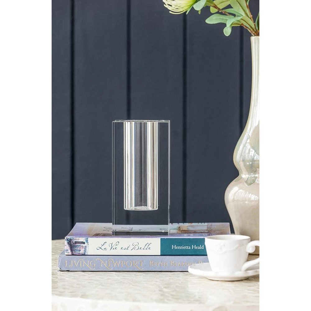 8" Clear Square Glass Table Vase