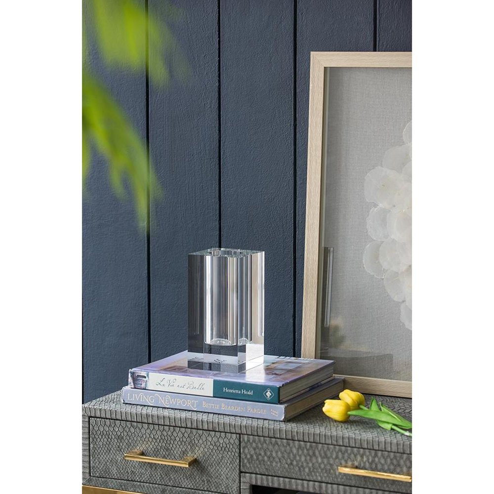 8" Clear Square Glass Table Vase