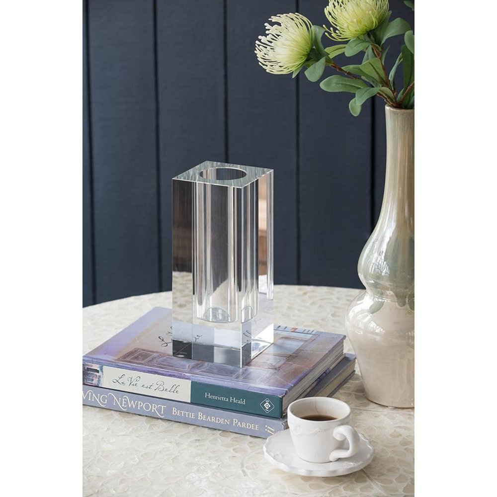 10" Clear Square Glass Table Vase
