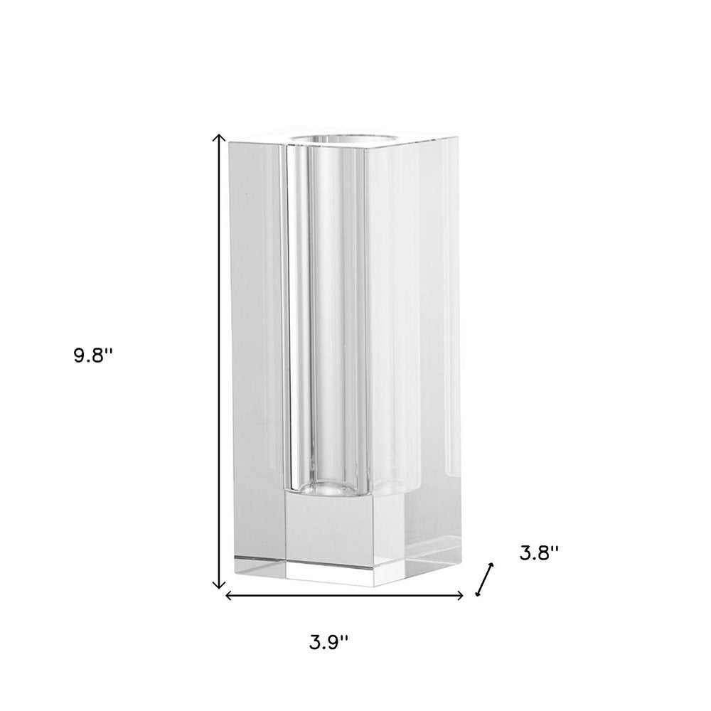 10" Clear Square Glass Table Vase