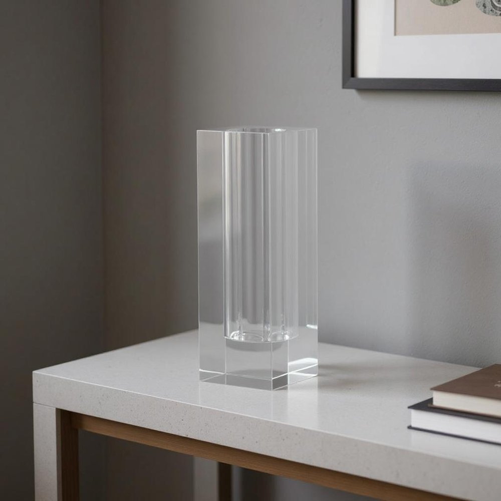 10" Clear Square Glass Table Vase