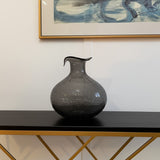 9" Light Gray Bubble Glass Round Table Vase