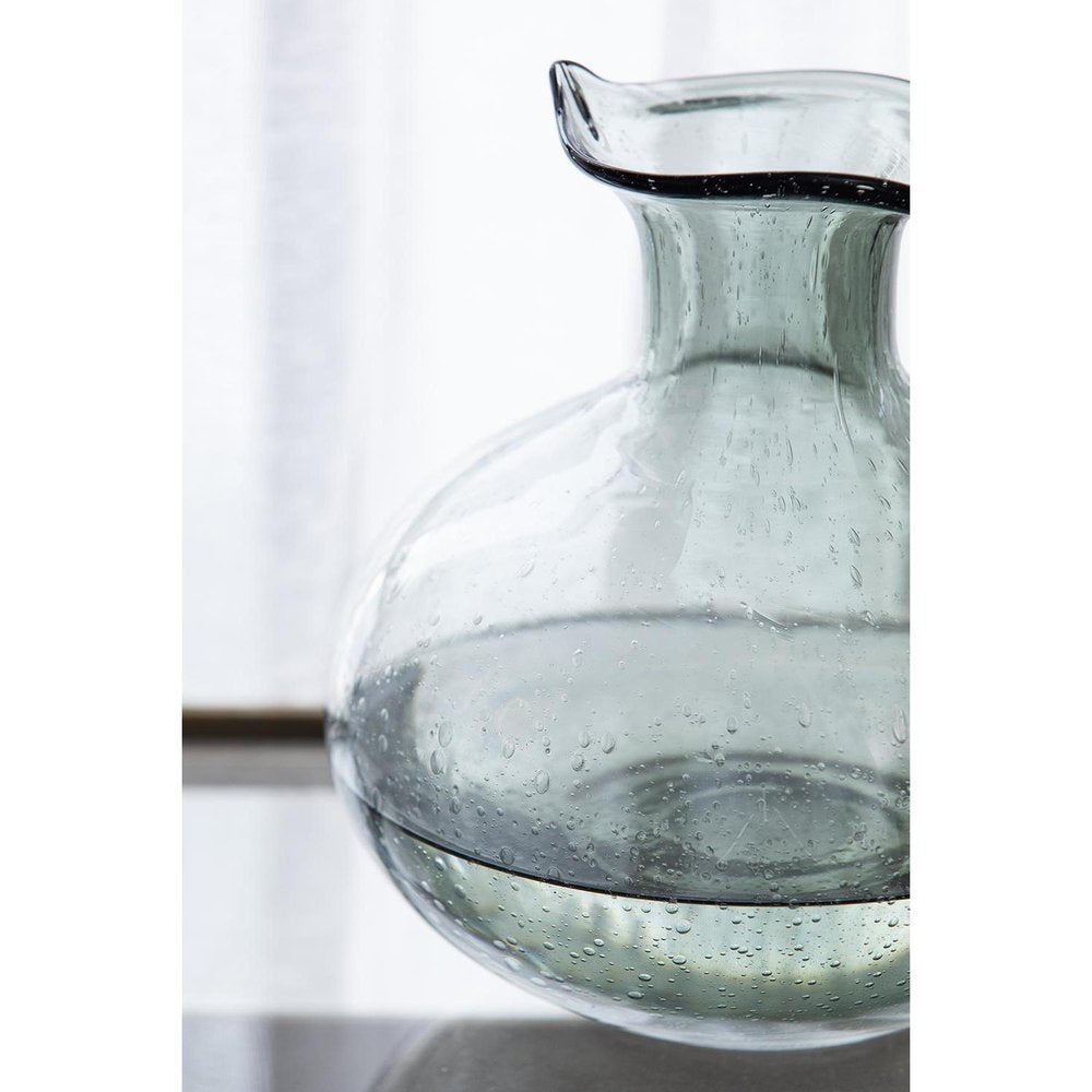 9" Light Gray Bubble Glass Round Table Vase